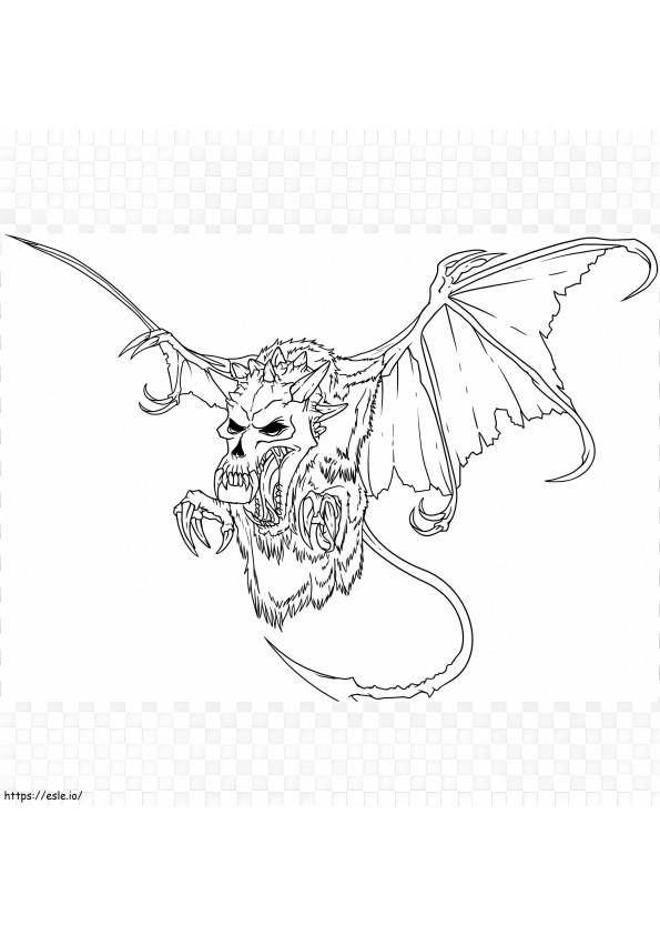 Scary Bat Skull coloring page