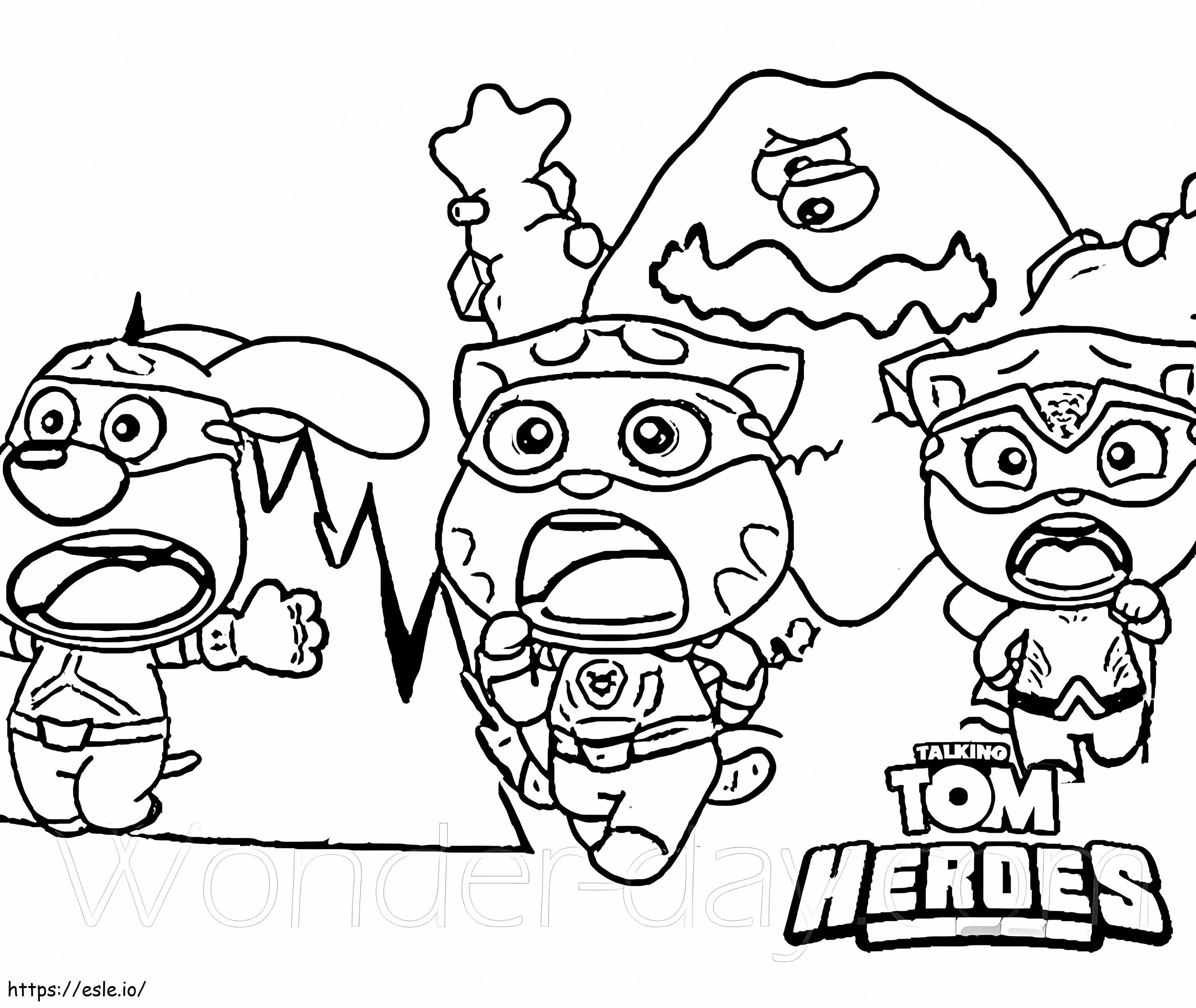 Characters From Talking Tom Heroes 1 coloring page