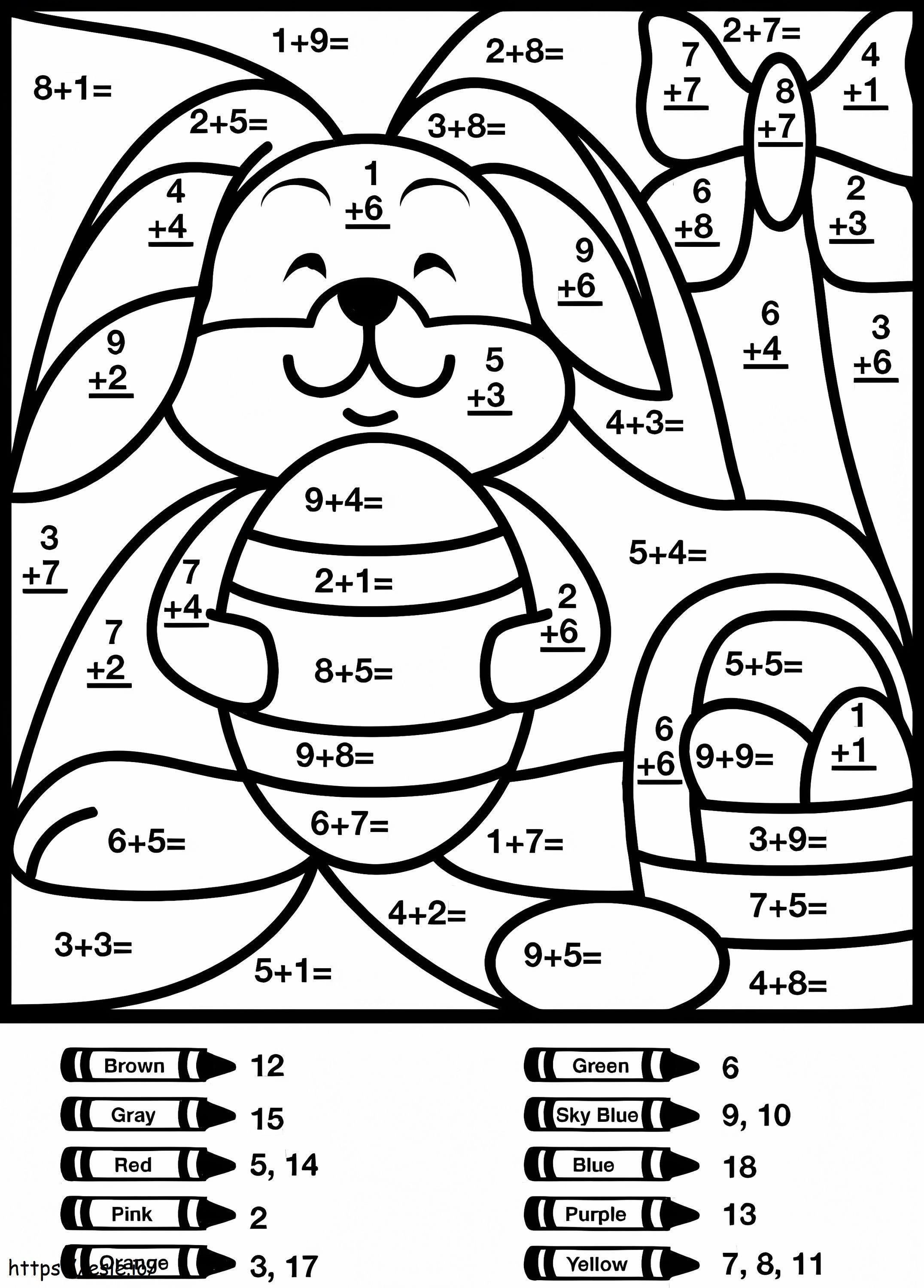 Matemáticas del conejito de Pascua para colorear