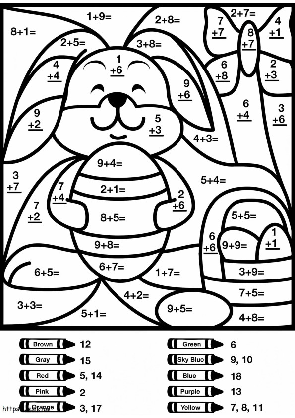 Coloriage Mathématiques du lapin de Pâques à imprimer dessin