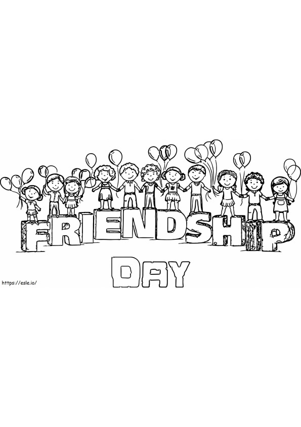 Coloriage Journée de l'amitié à l'échelle à imprimer dessin