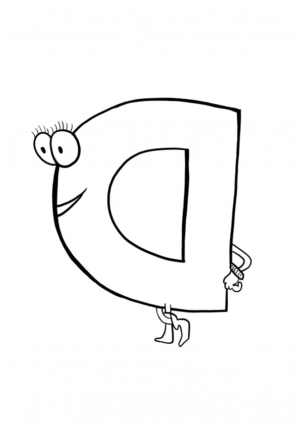 upper case D letter free to print and color for free