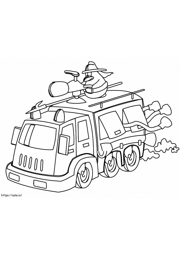  Kreskówka wóz strażacki kolorowanka