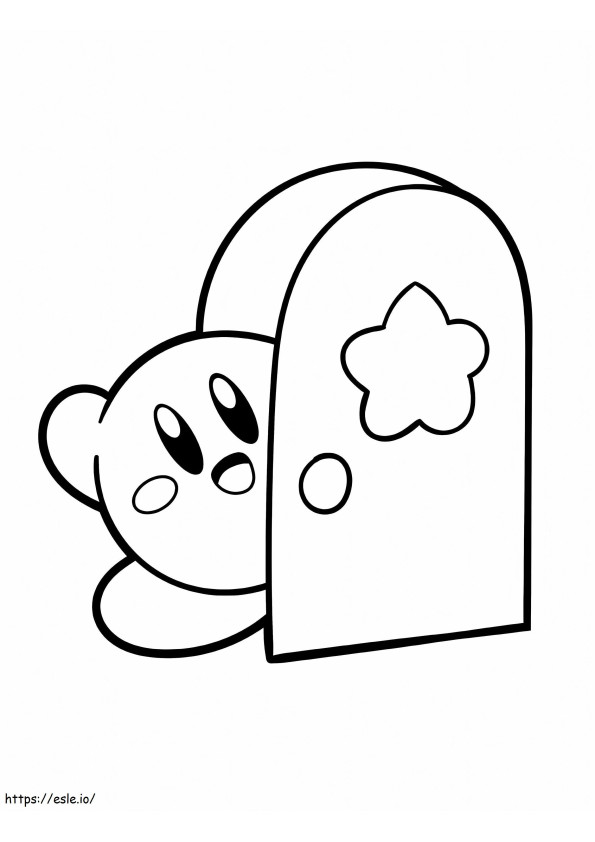 Kirby opende de deur van de kamer kleurplaat