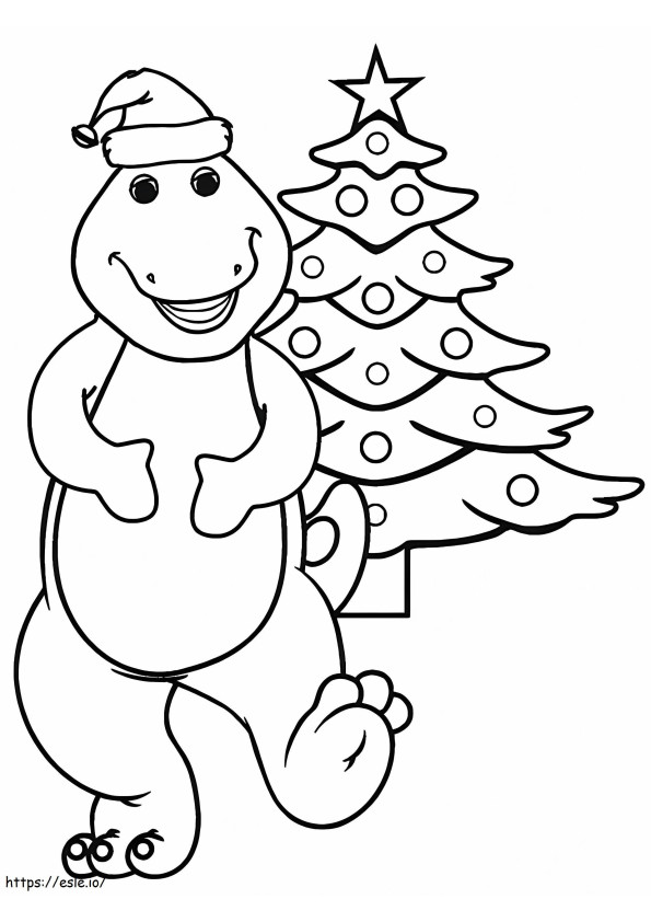 Dinosauro Del Fumetto Con L'albero Di Natale da colorare