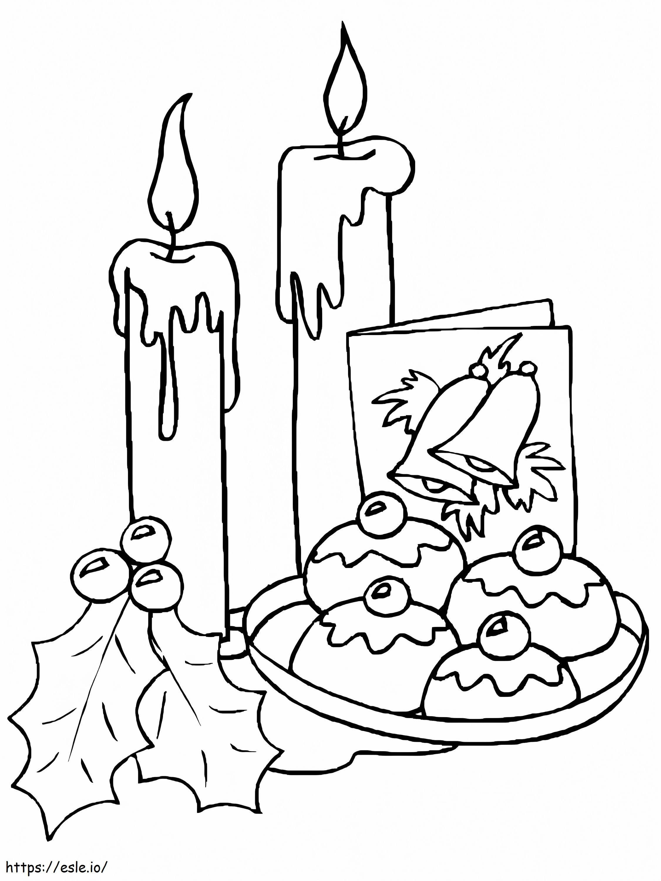 Lilin Natal Dengan Kue Gambar Mewarnai