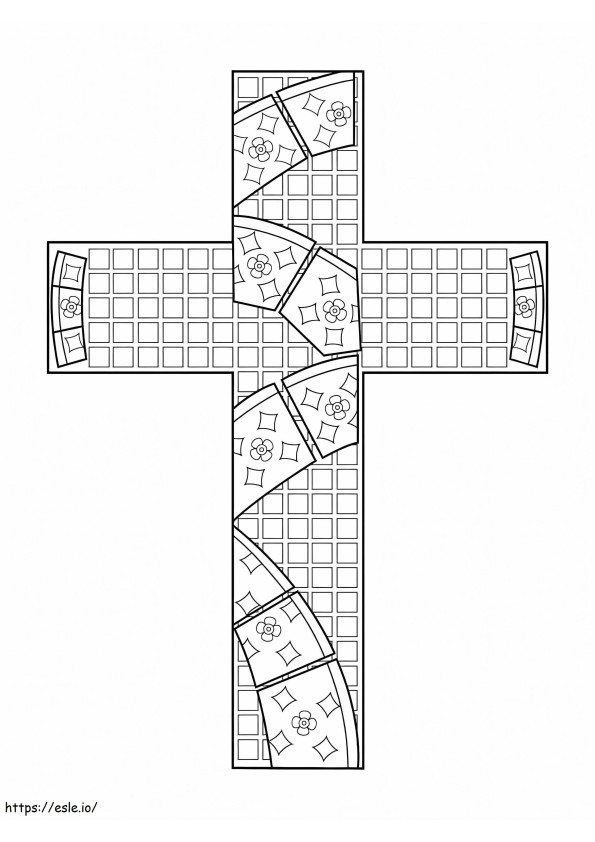 十字架の形をしたモザイク ぬりえ - 塗り絵