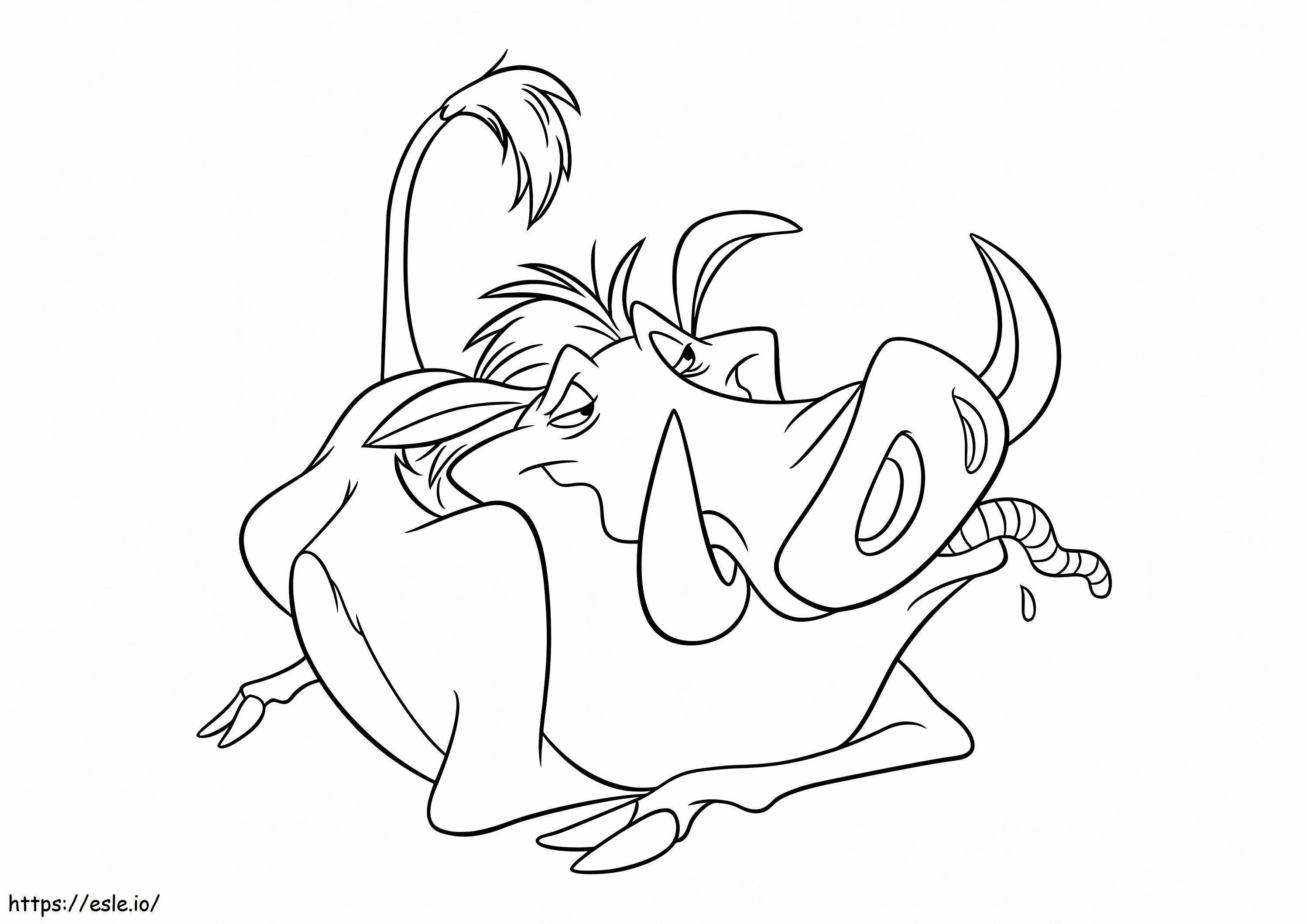 Pumbaa Eats Worm coloring page