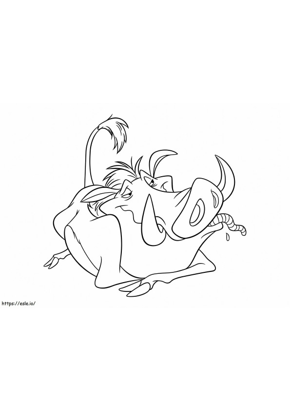 Pumbaa Eats Worm coloring page