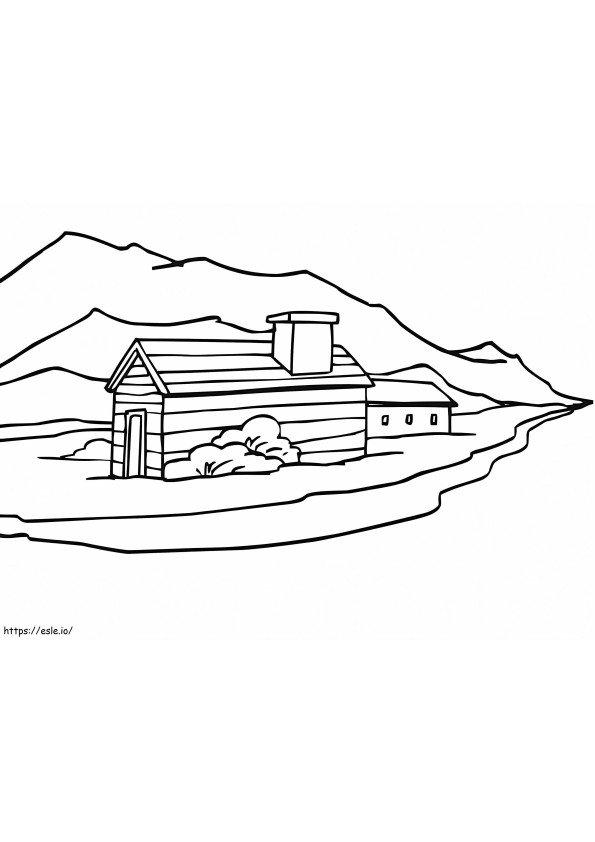 Coloriage Norvège paysage rural à imprimer dessin