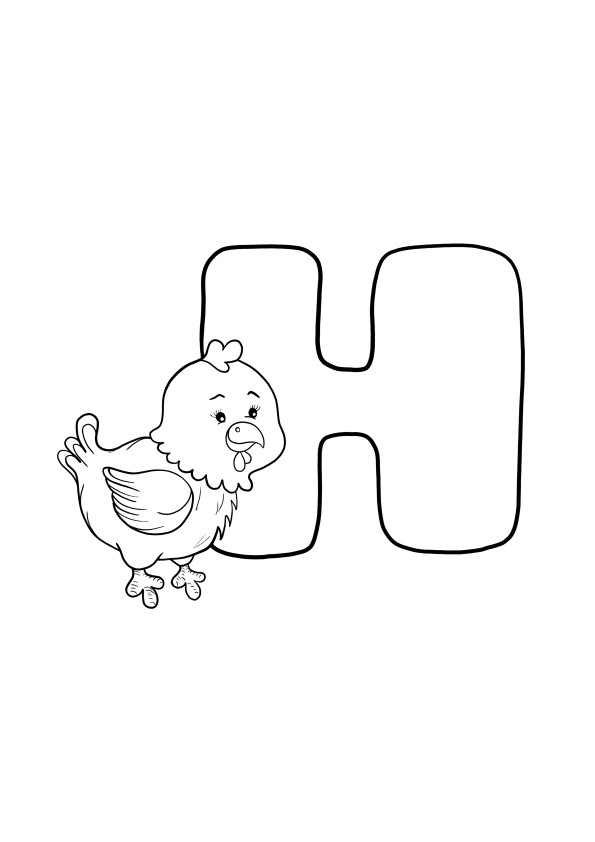 H is voor kip vrij om te kleuren en af te drukken