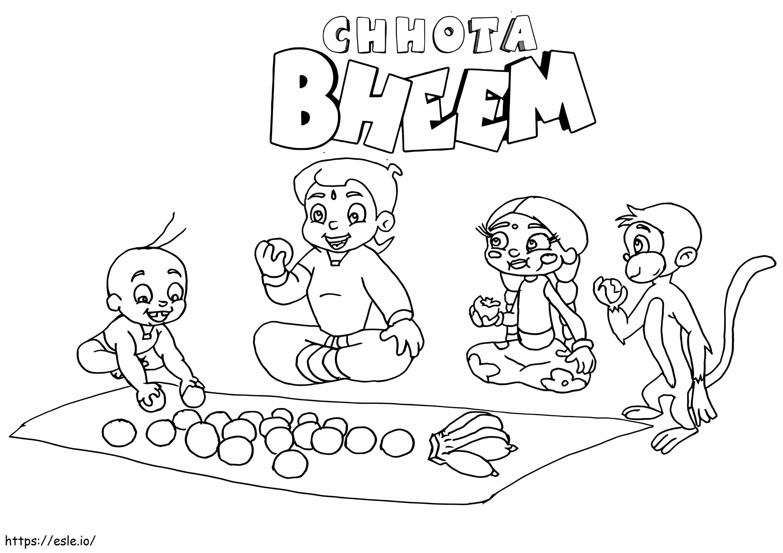 Chhota Bheem com amigos para colorir