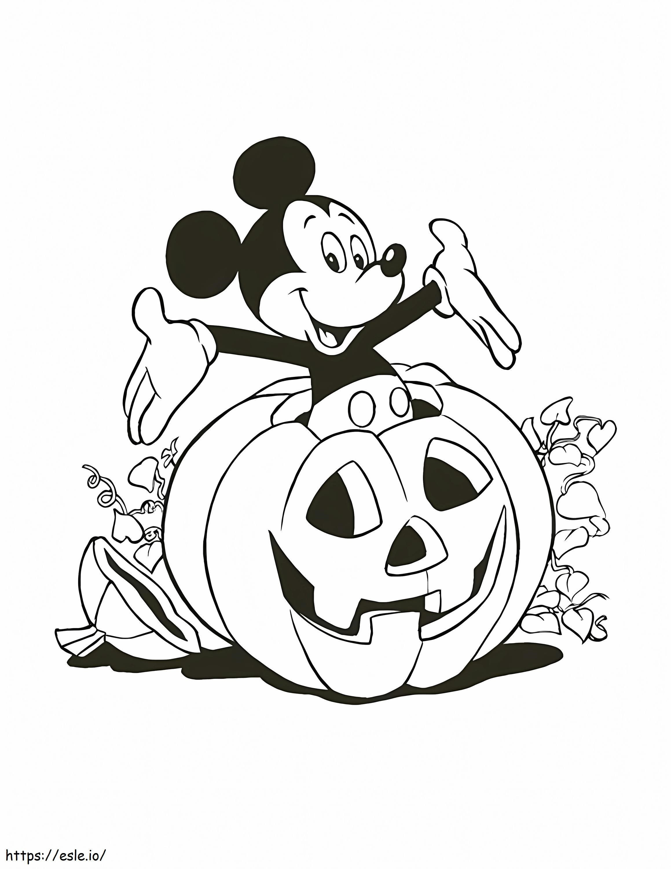 Mickey In Pumpkin coloring page