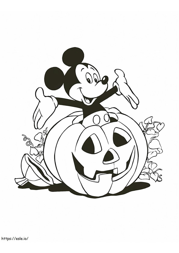 Mickey In Pompoen kleurplaat