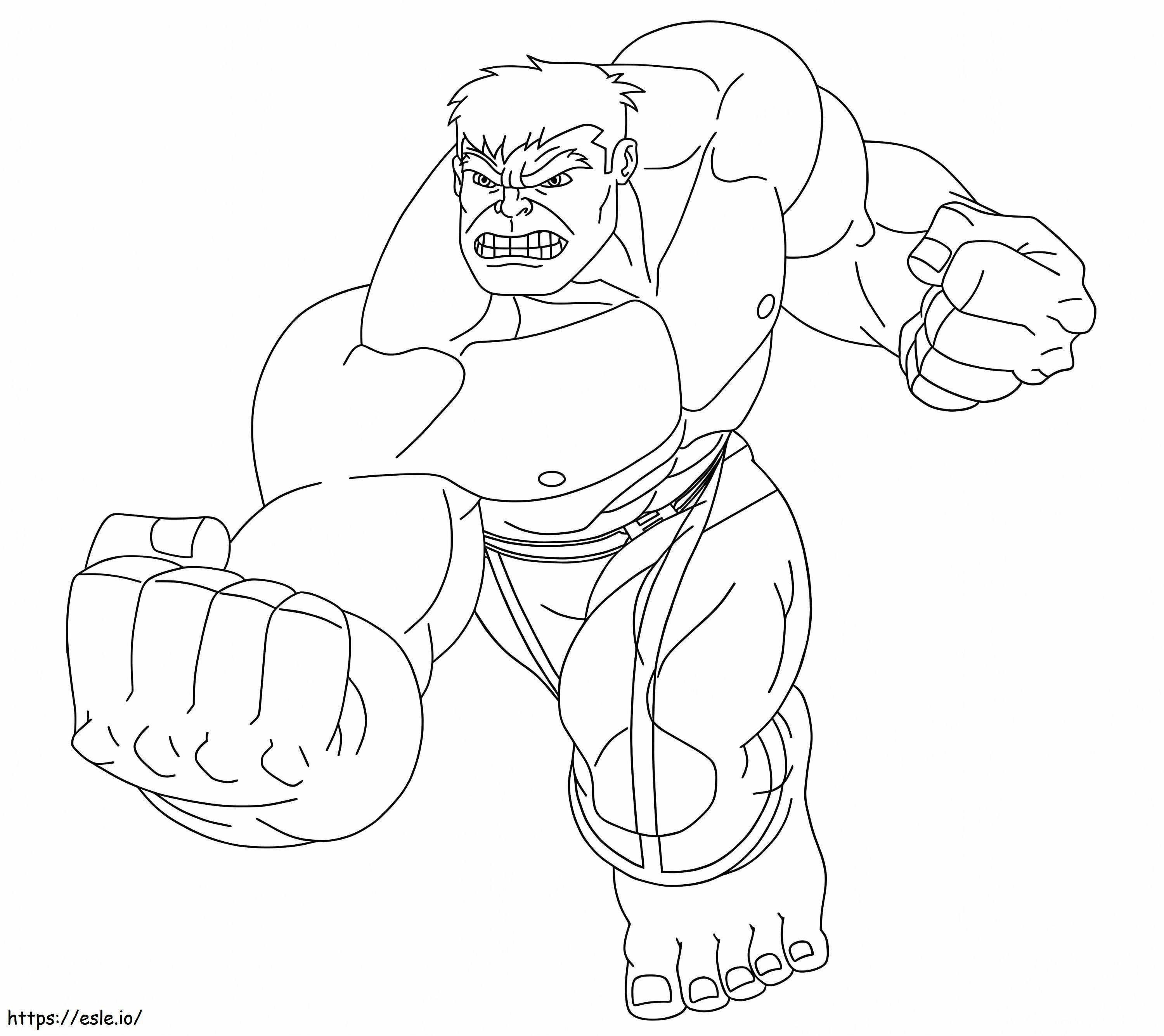 Coloriage Coup de poing de Hulk en colère à imprimer dessin