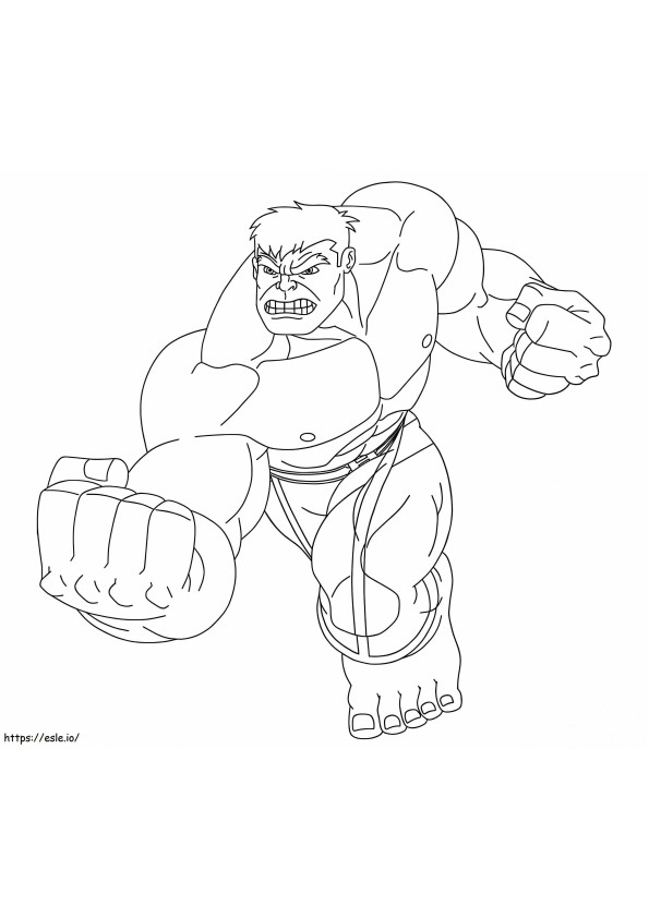 Vihainen Hulkin lyönti värityskuva