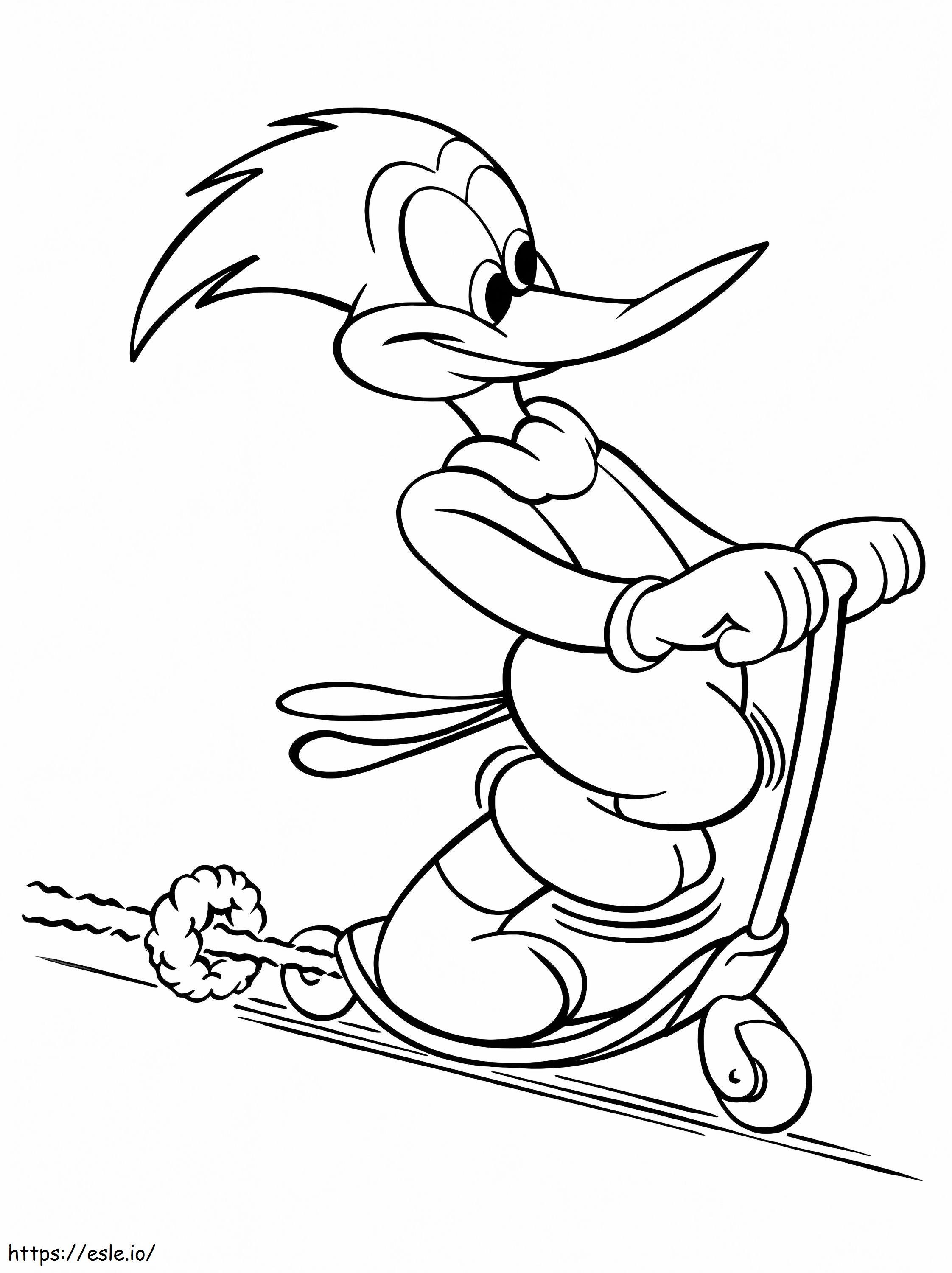 Woody Woodpecker Rides A Sled coloring page