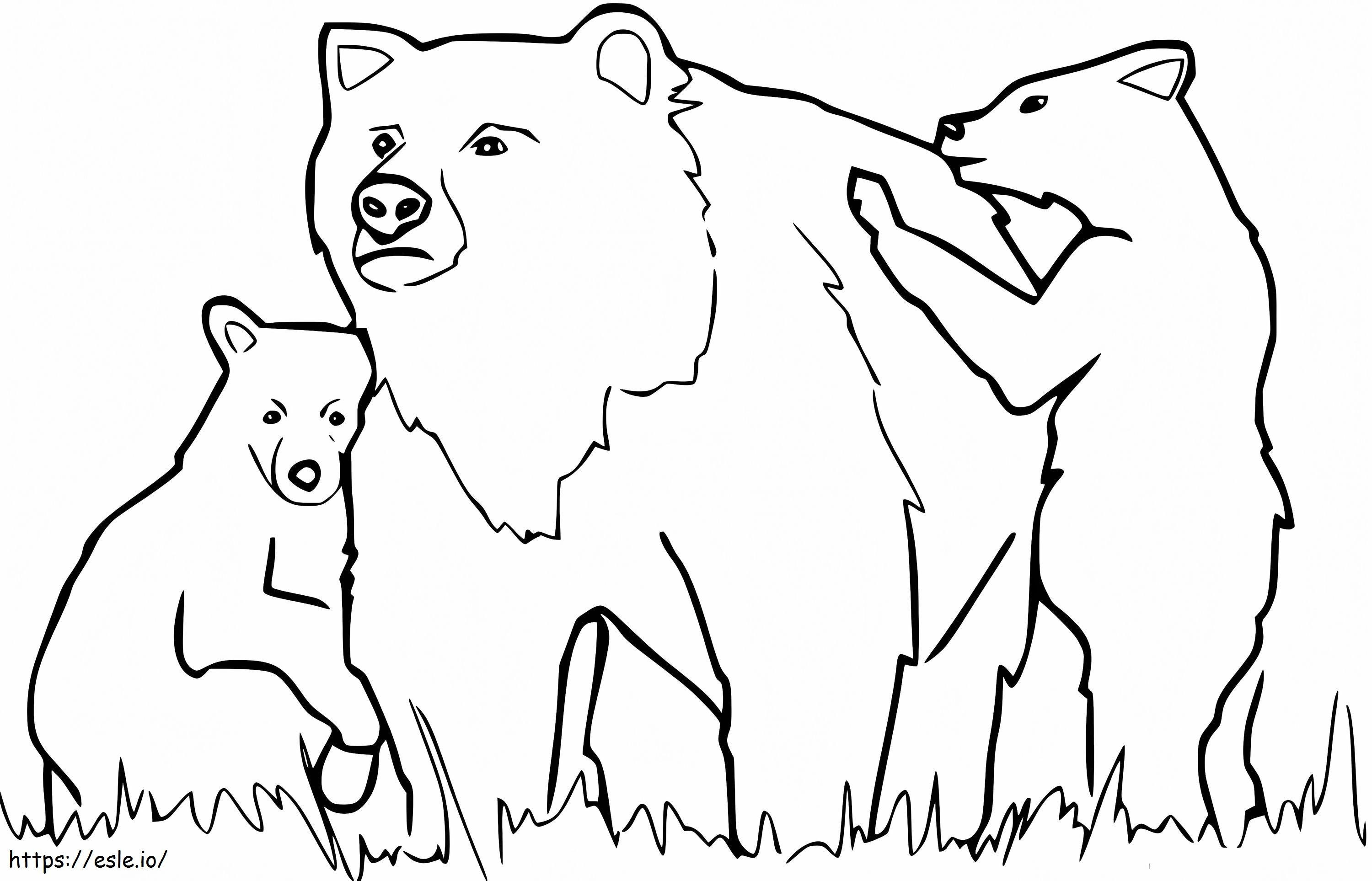 Family Black Bears coloring page