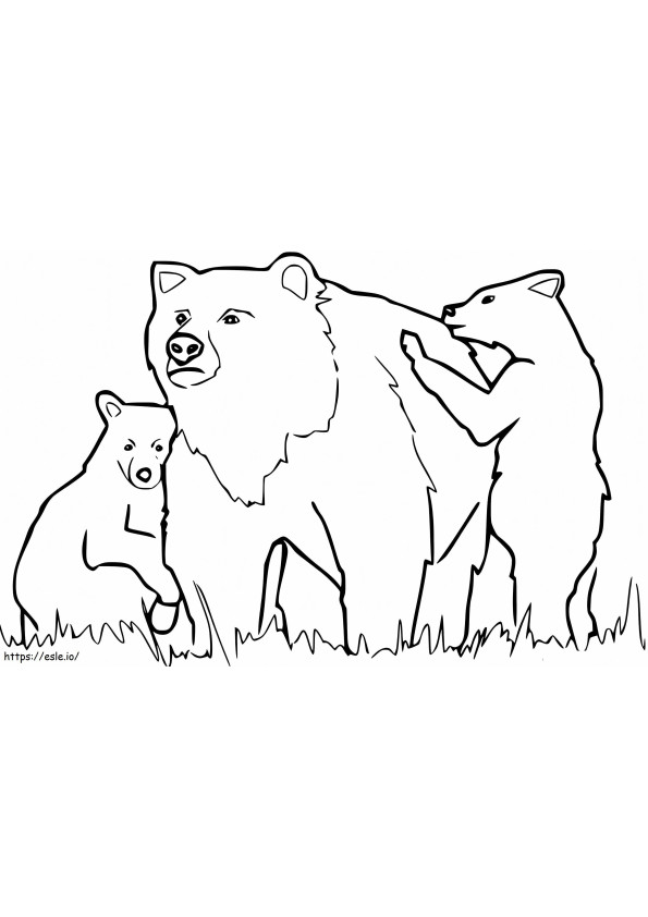 Coloriage Ours noirs de la famille à imprimer dessin