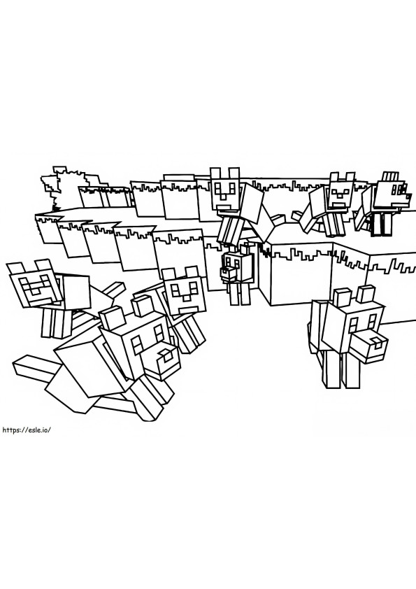 Coloriage Loups Minecraft à imprimer dessin