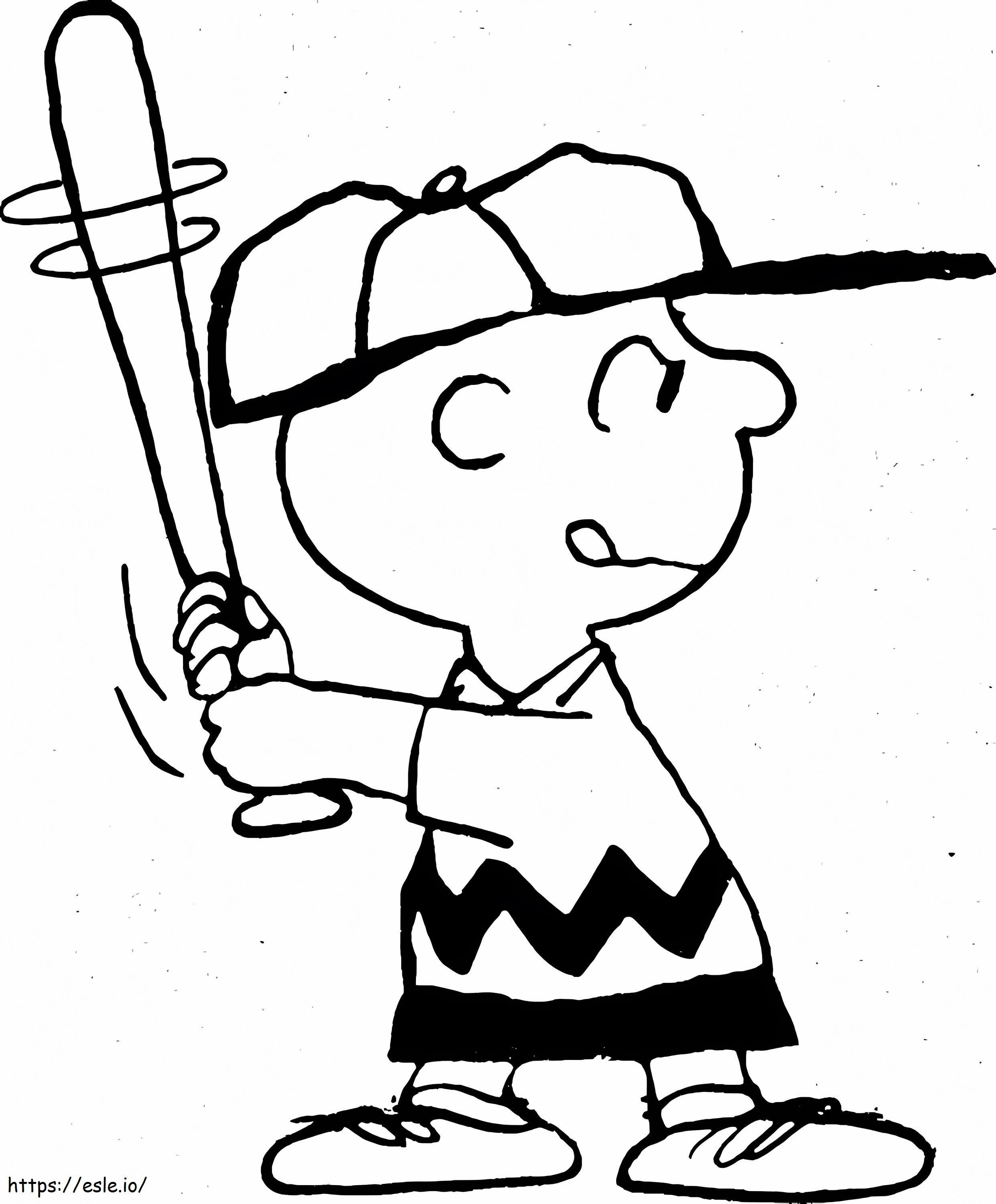 Charlie Brown ja baseball värityskuva