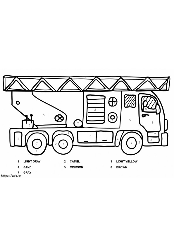 A Fire Truck Color By Number coloring page
