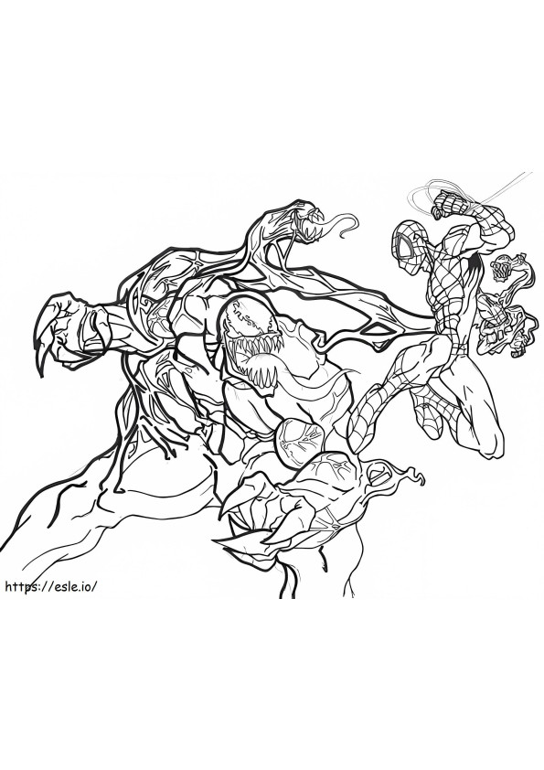 Venom și Omul Păianjen de colorat
