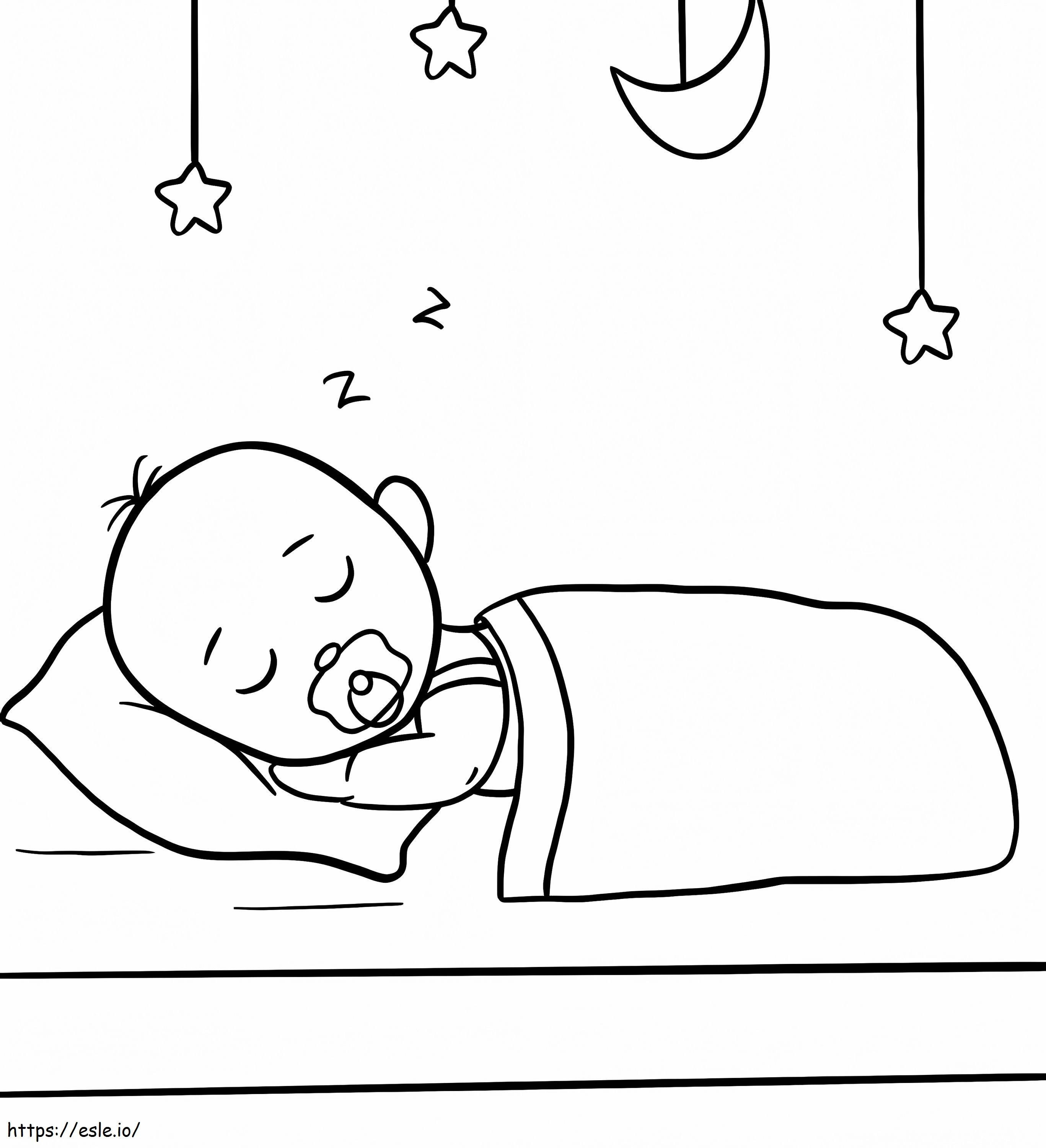 Coloriage Bébé garçon dort à imprimer dessin