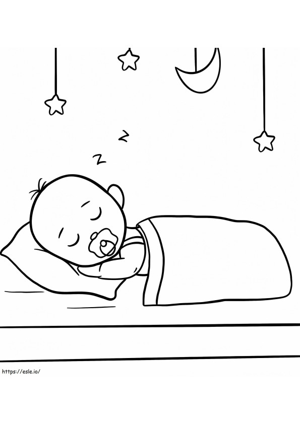 Coloriage Bébé garçon dort à imprimer dessin