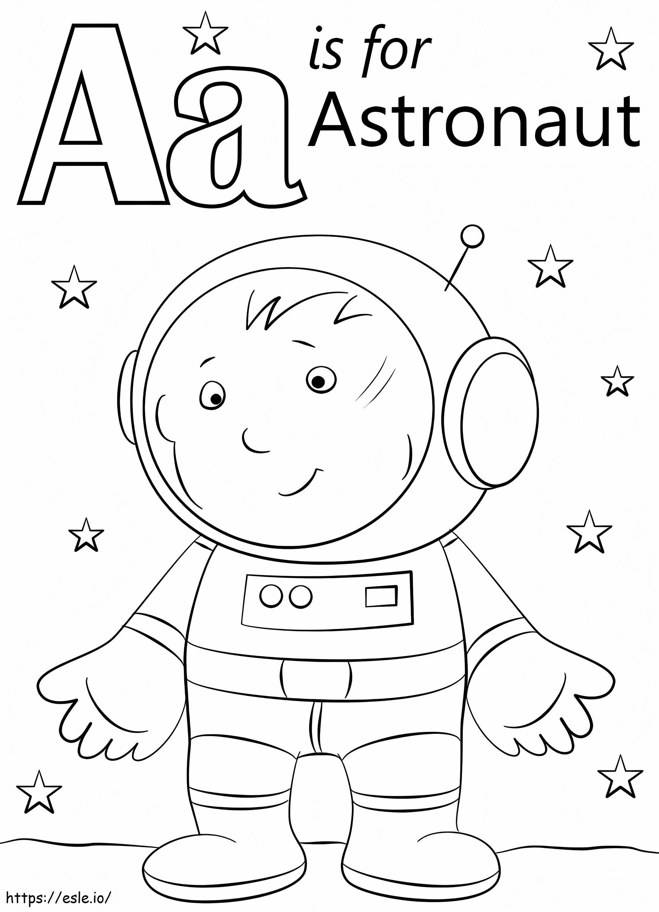 Astronauta Lettera A da colorare