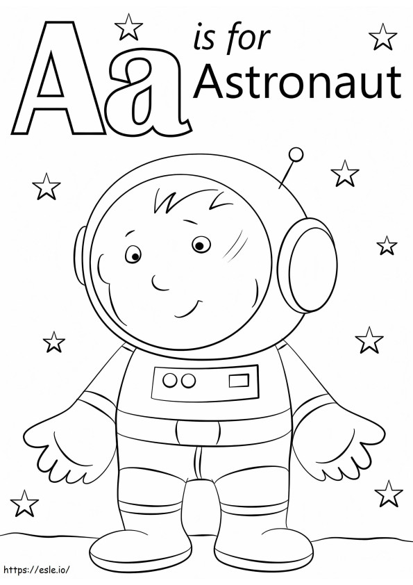 Astronauta Letra A para colorear