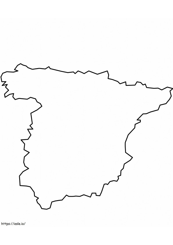 Garis Besar Peta Spanyol Gambar Mewarnai