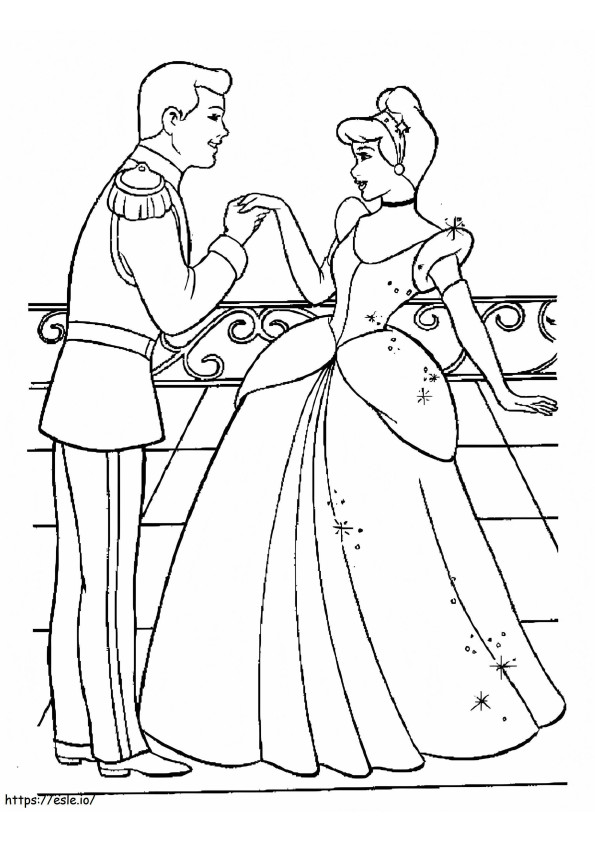 シンデレラと王子様の出会い ぬりえ - 塗り絵