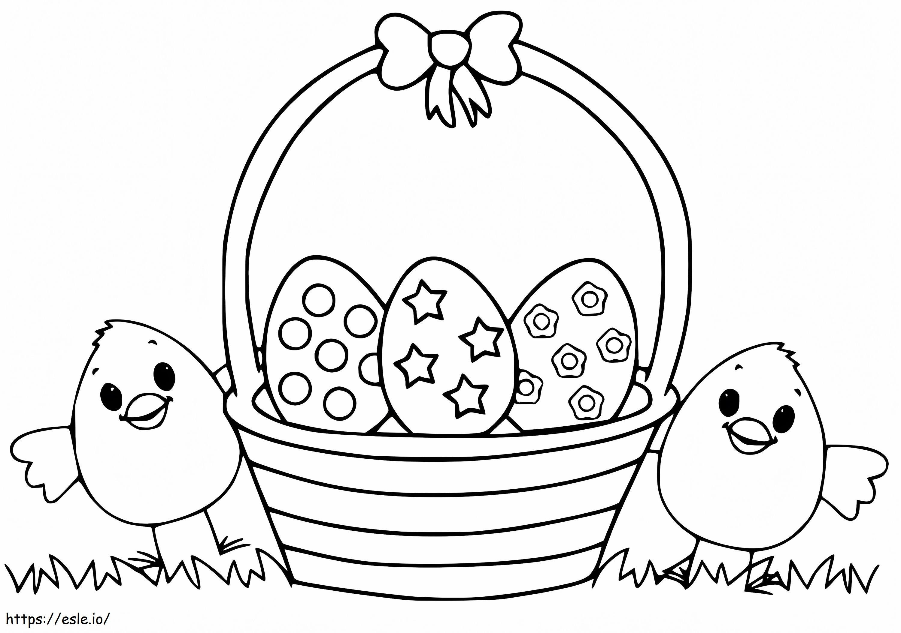 Easter Chick With Easter Basket coloring page