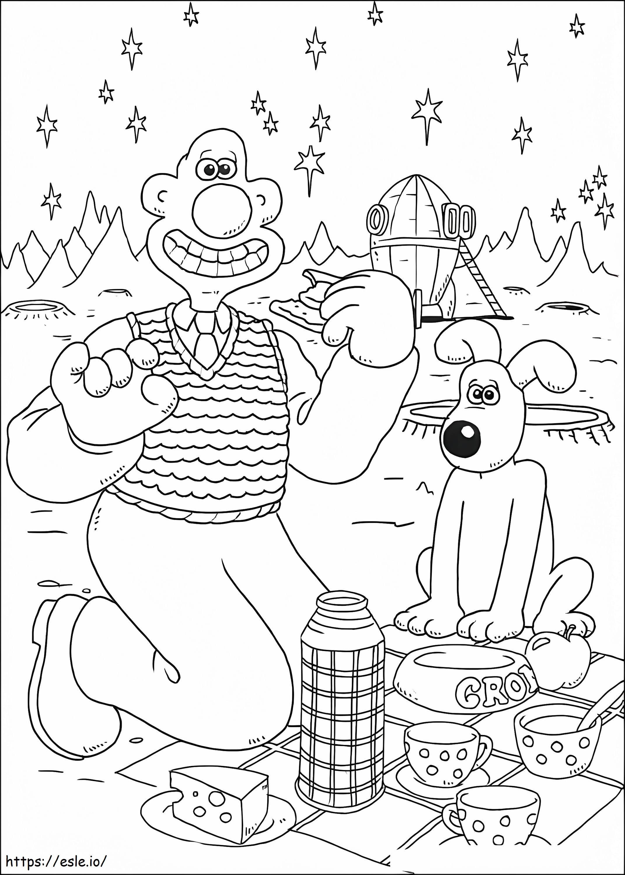 Wallace And Gromit On Picnic coloring page