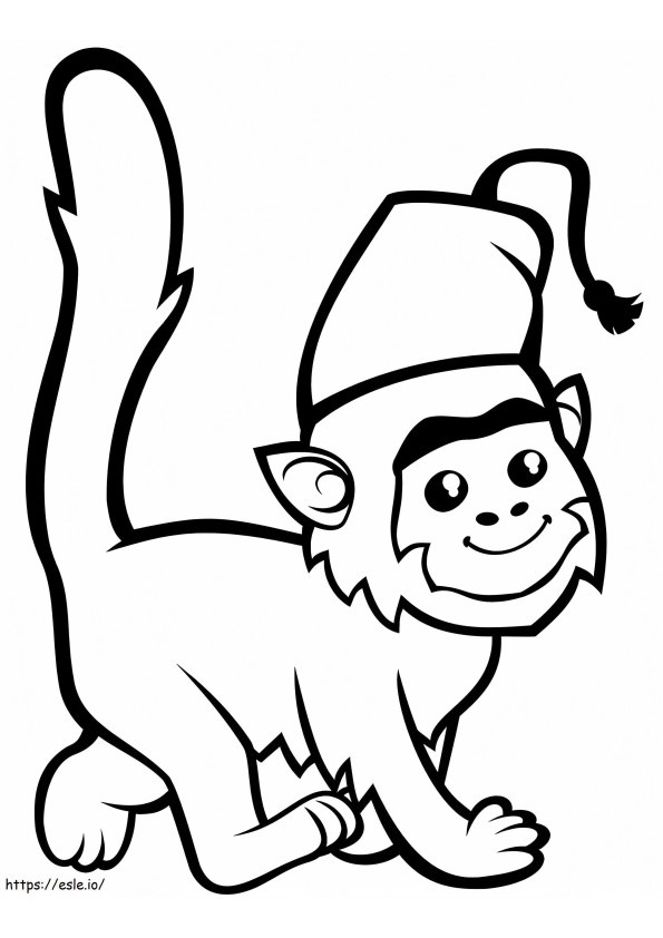 Cute Monkey In Fez coloring page