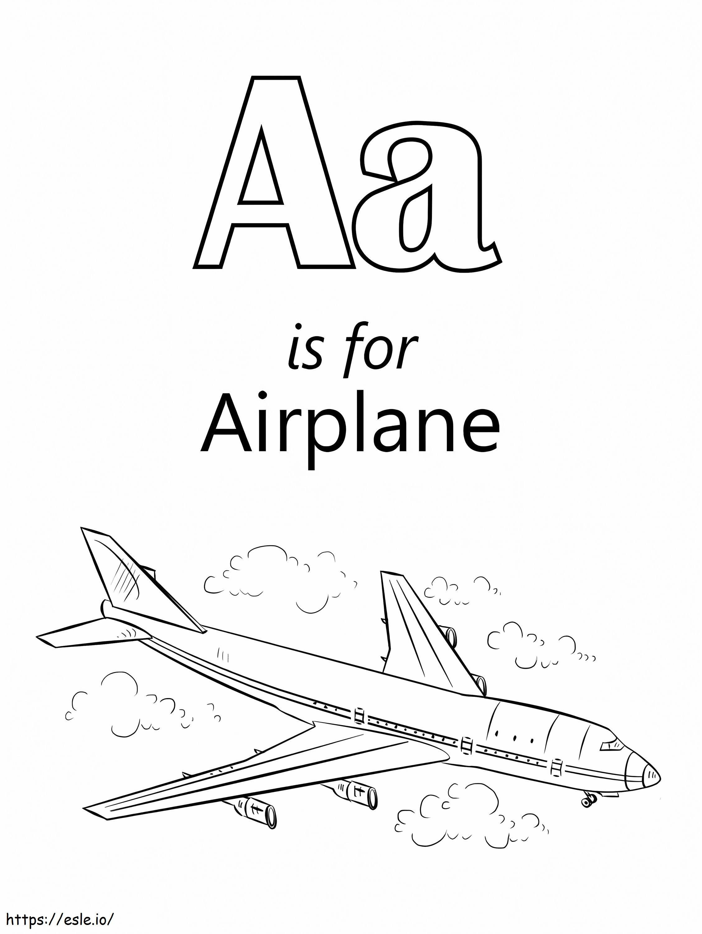 Airplane 1 Letter A coloring page