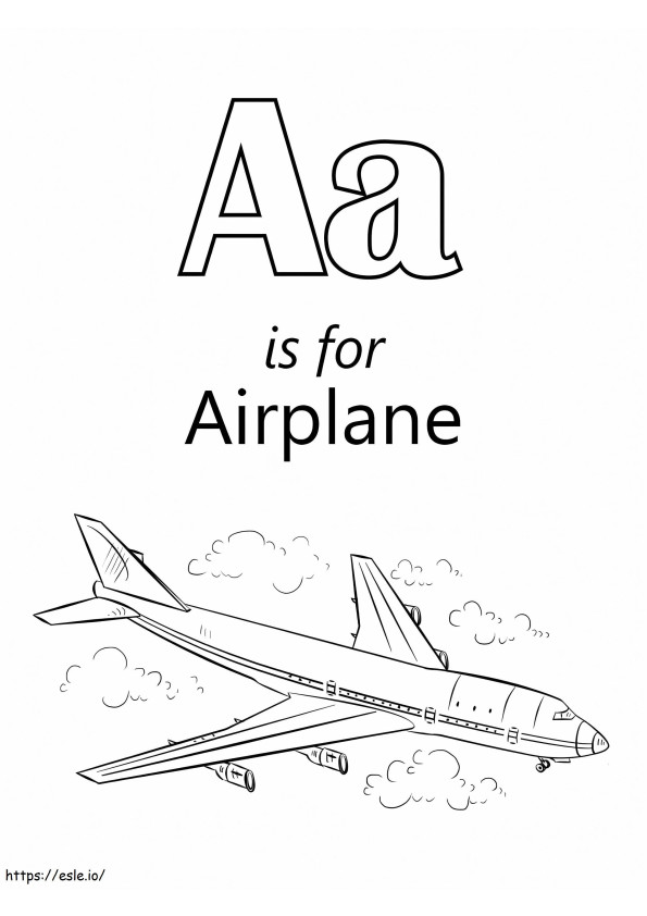 Avião 1 Letra A para colorir