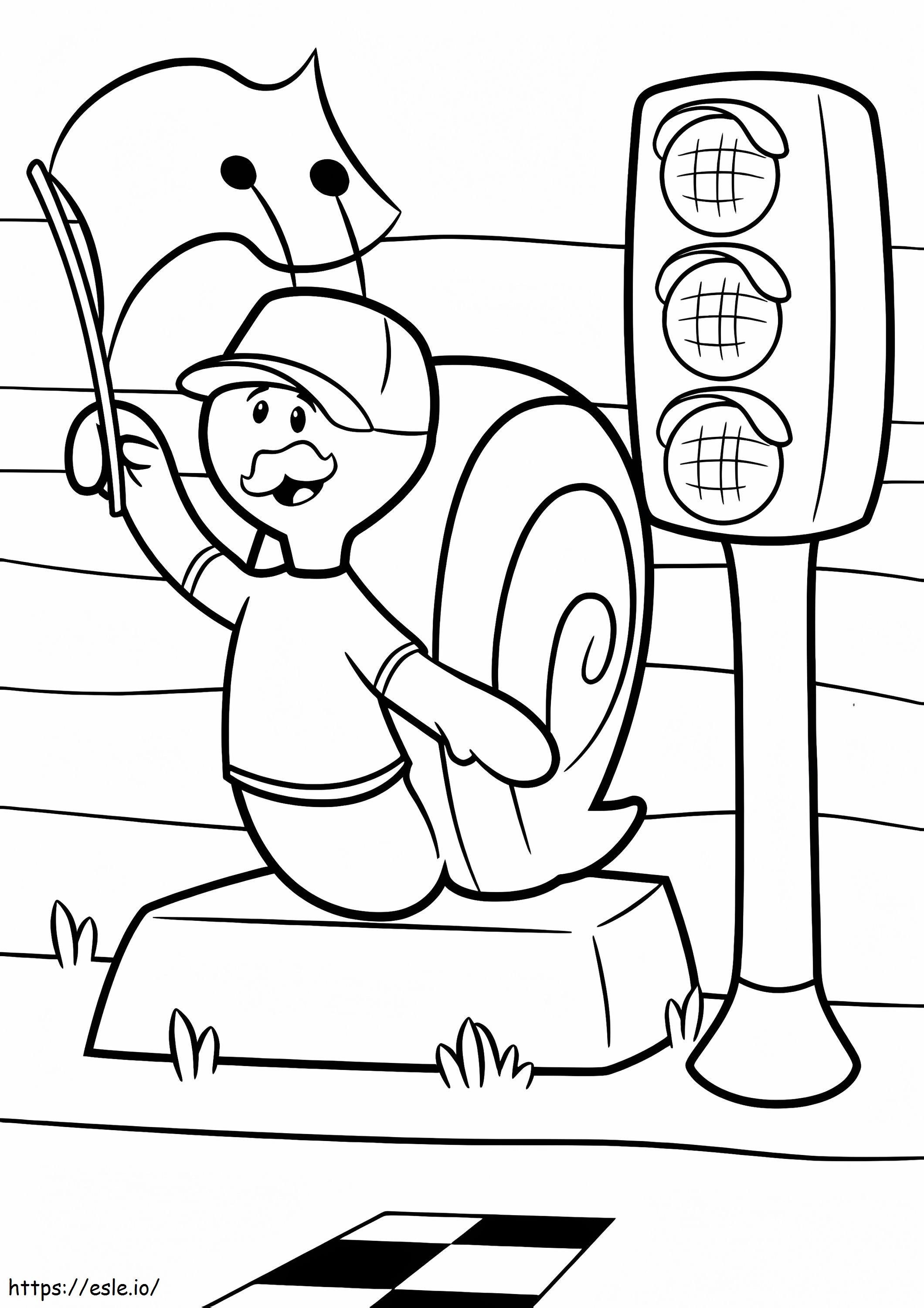 Snail And Traffic Light coloring page