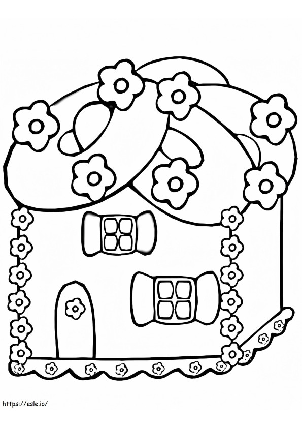 Cute Gingerbread House coloring page