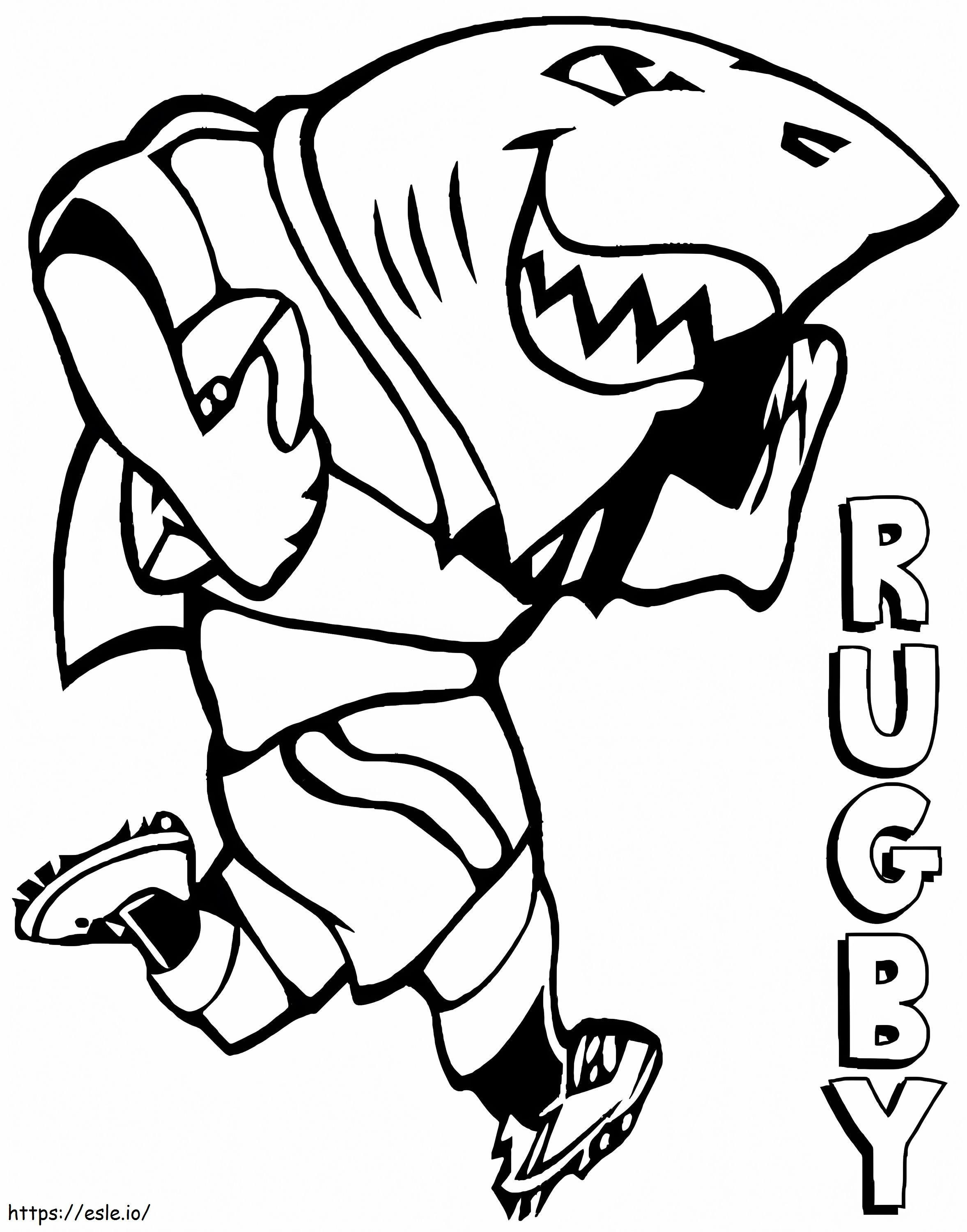A Shark Is Playing Rugby coloring page