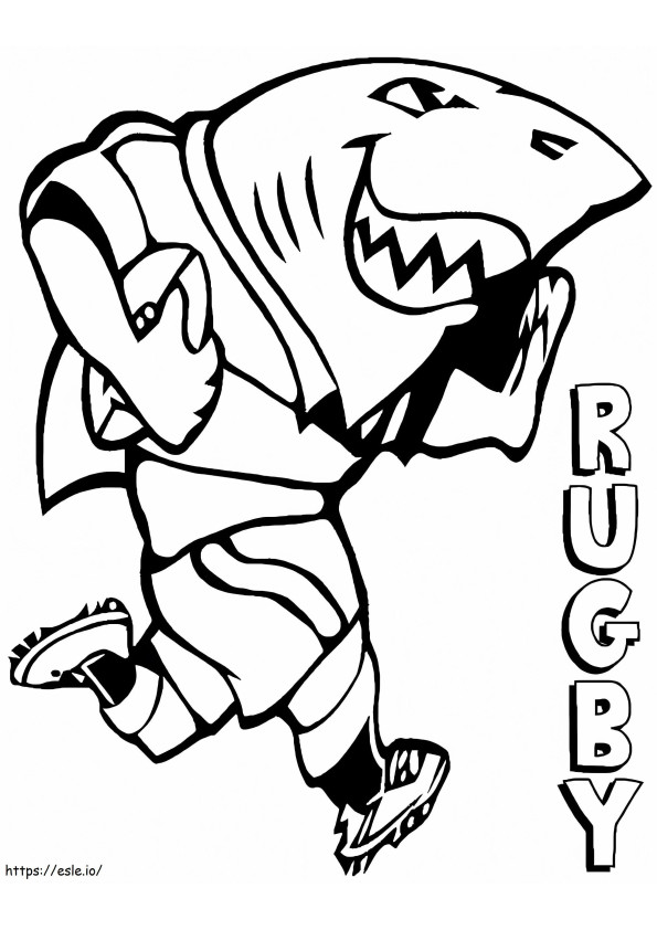 Un rechin joacă rugby de colorat