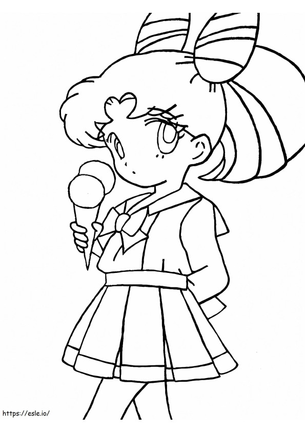 Chibiusa With Ice Cream coloring page