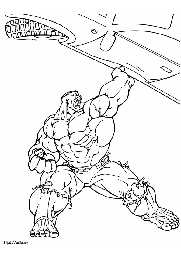 Hulk levantando um carro para colorir