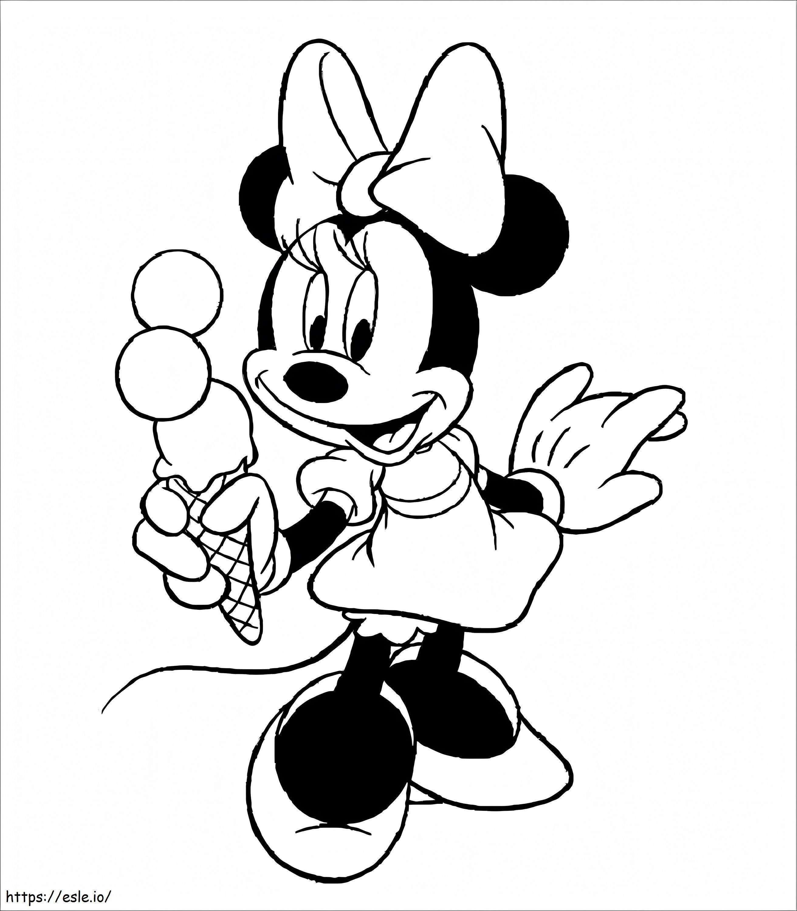 Leuke Minnie Mouse Met Ijs kleurplaat kleurplaat
