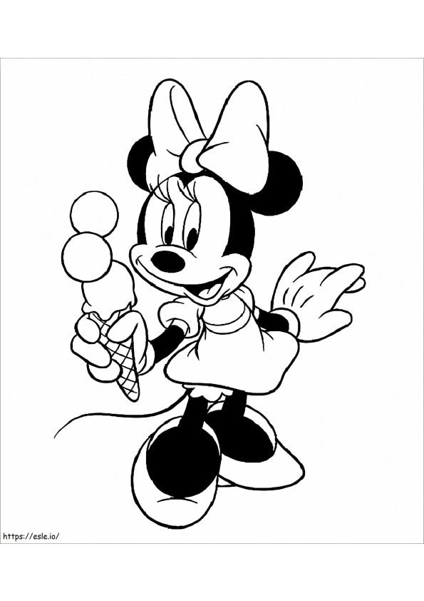 Divertente Minnie Mouse con gelato da colorare
