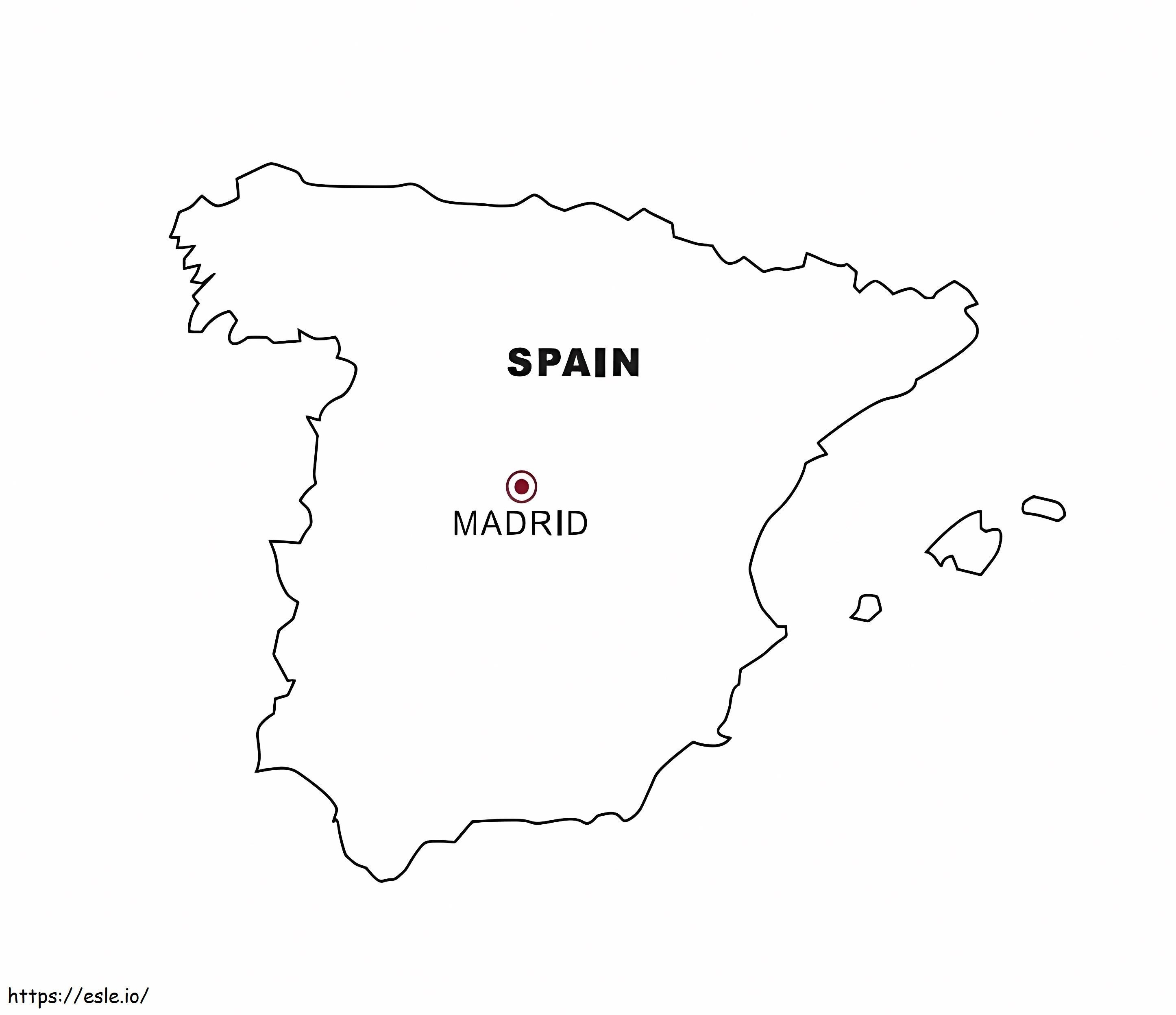 Harta Spaniei pentru ca studenții să coloreze de colorat