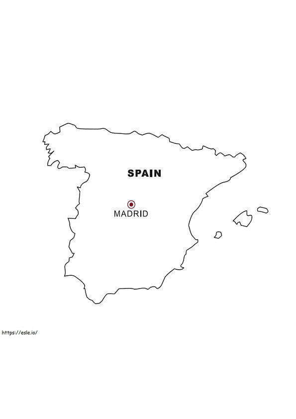 Mappa della Spagna da colorare per gli studenti da colorare