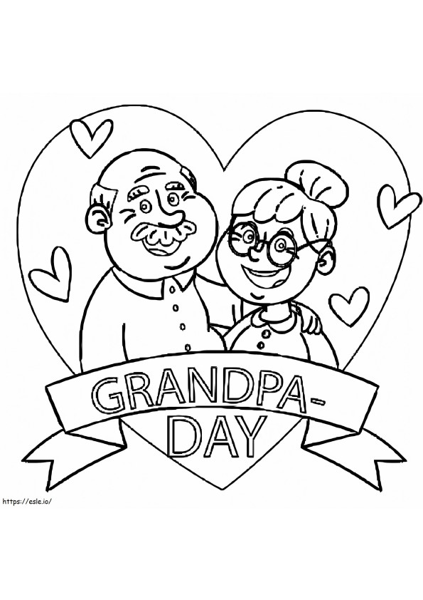 幸せな祖父母の日 4 ぬりえ - 塗り絵