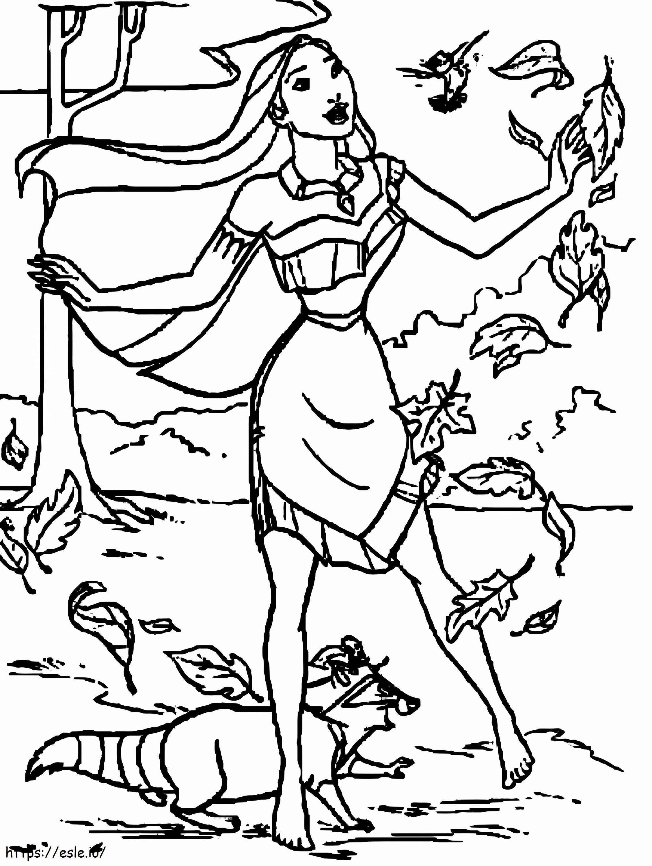 Pocahontas Flitin ja Meekon kanssa värityskuva
